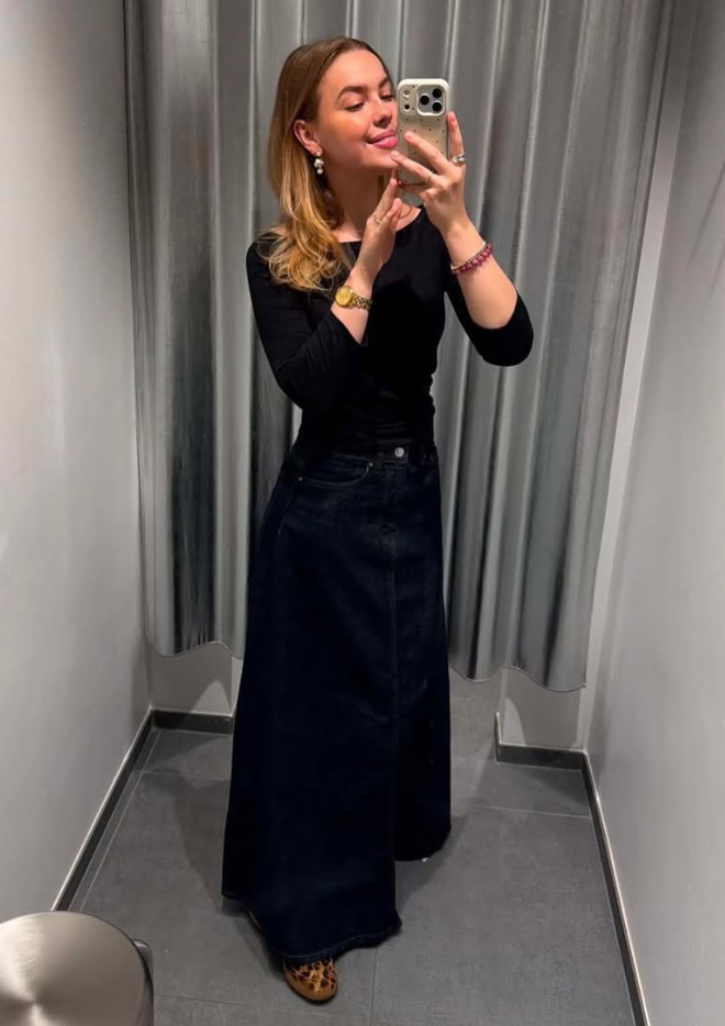 PCJULES Short Skirt - Dark Blue Denim