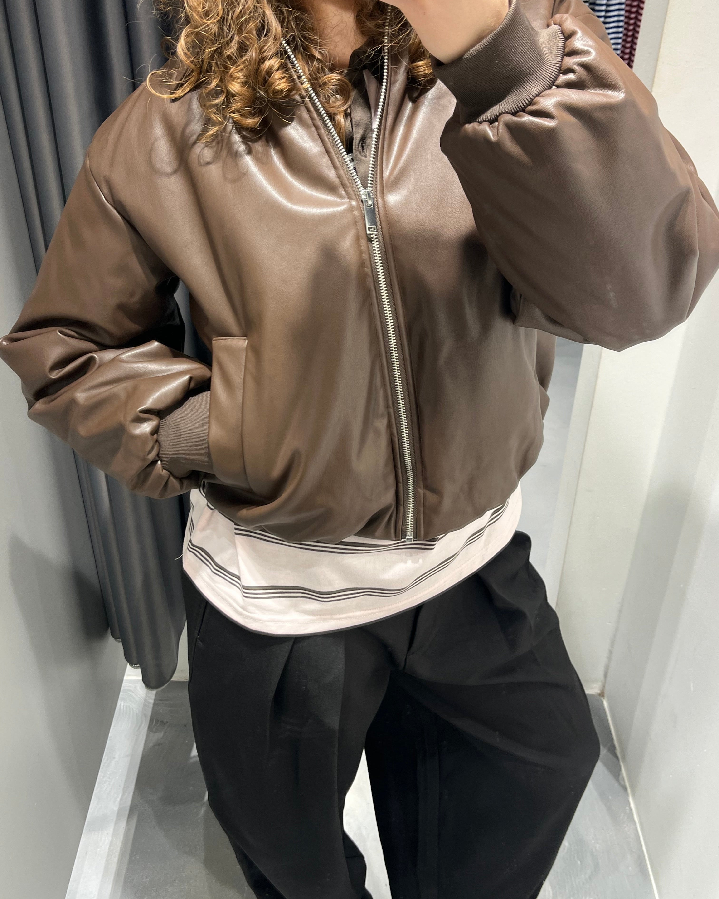 PCLARA Bomber Jacket - Hot Fudge