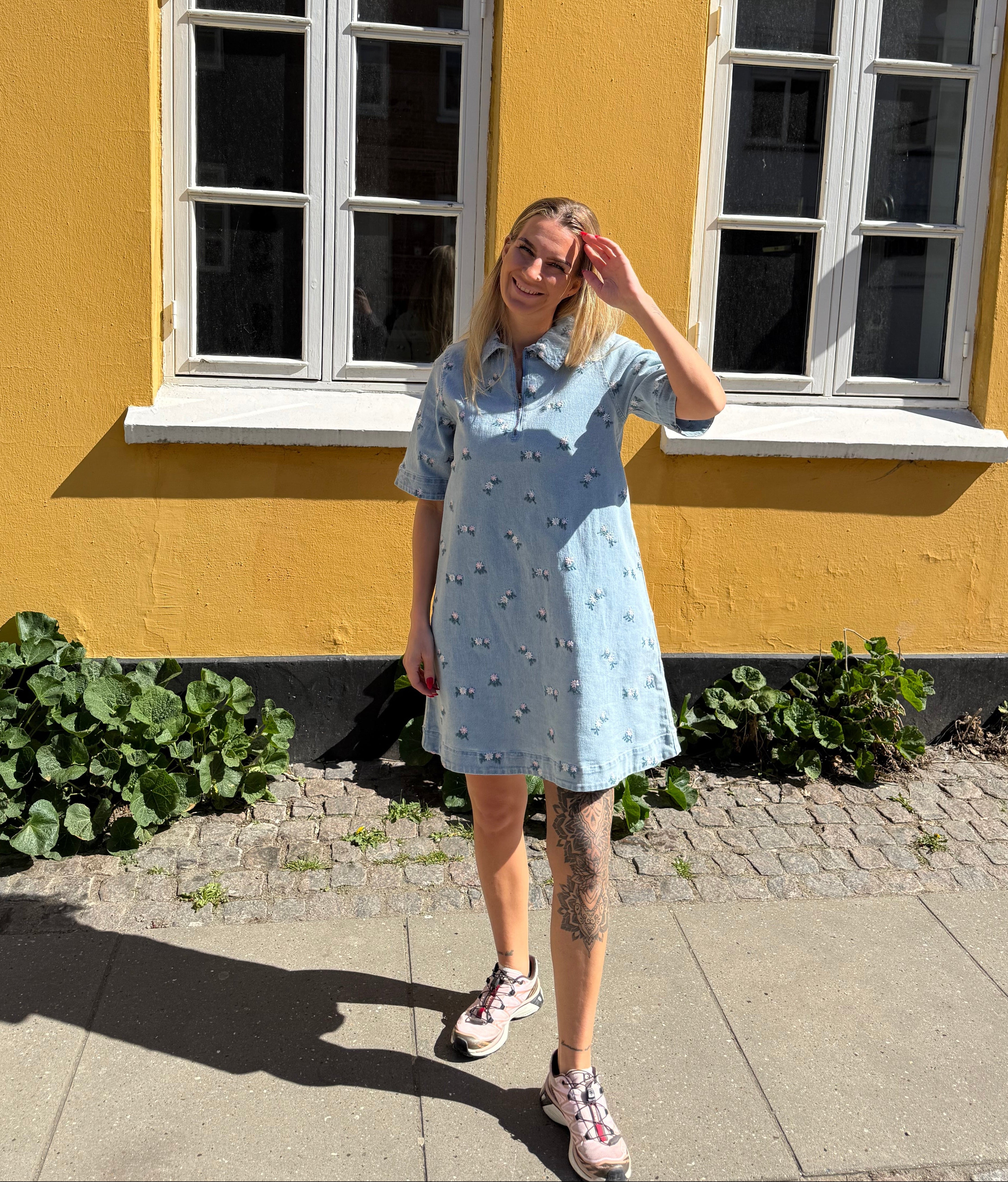 PCFLORA Short Dress - Light Blue Denim