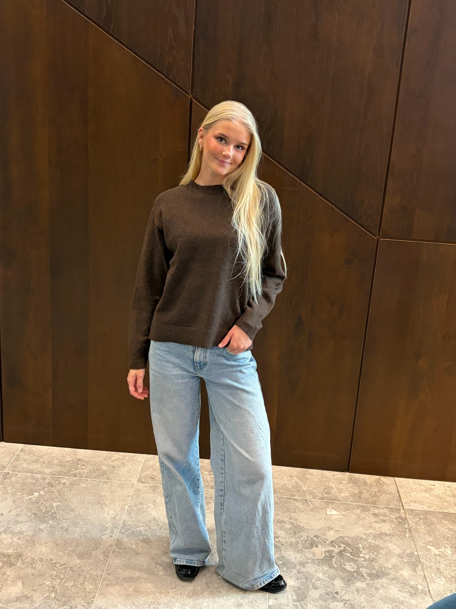 PCSALLY Knitted Top - Hot Fudge