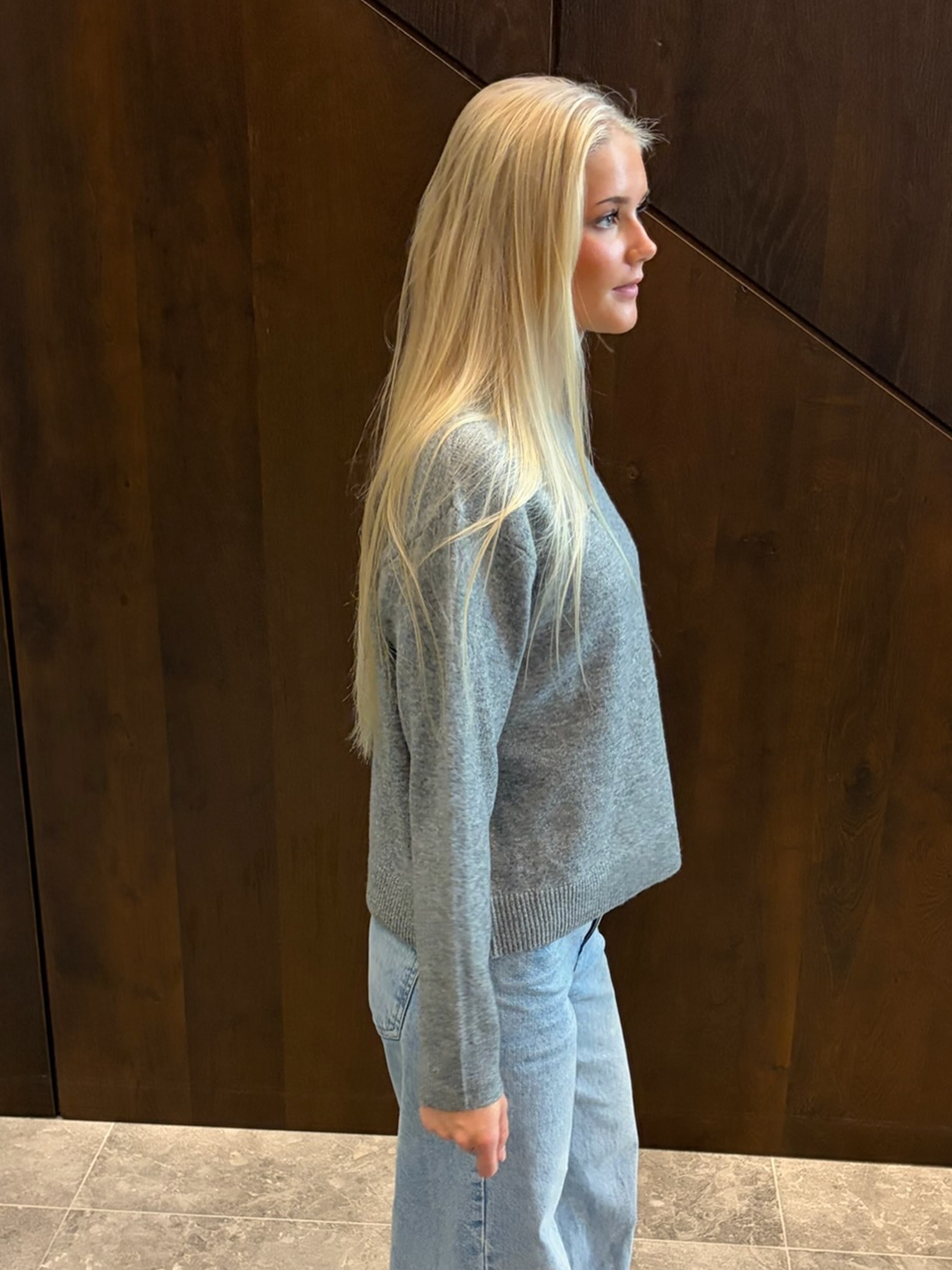 PCSALLY Knitted Top - Medium Grey Melange