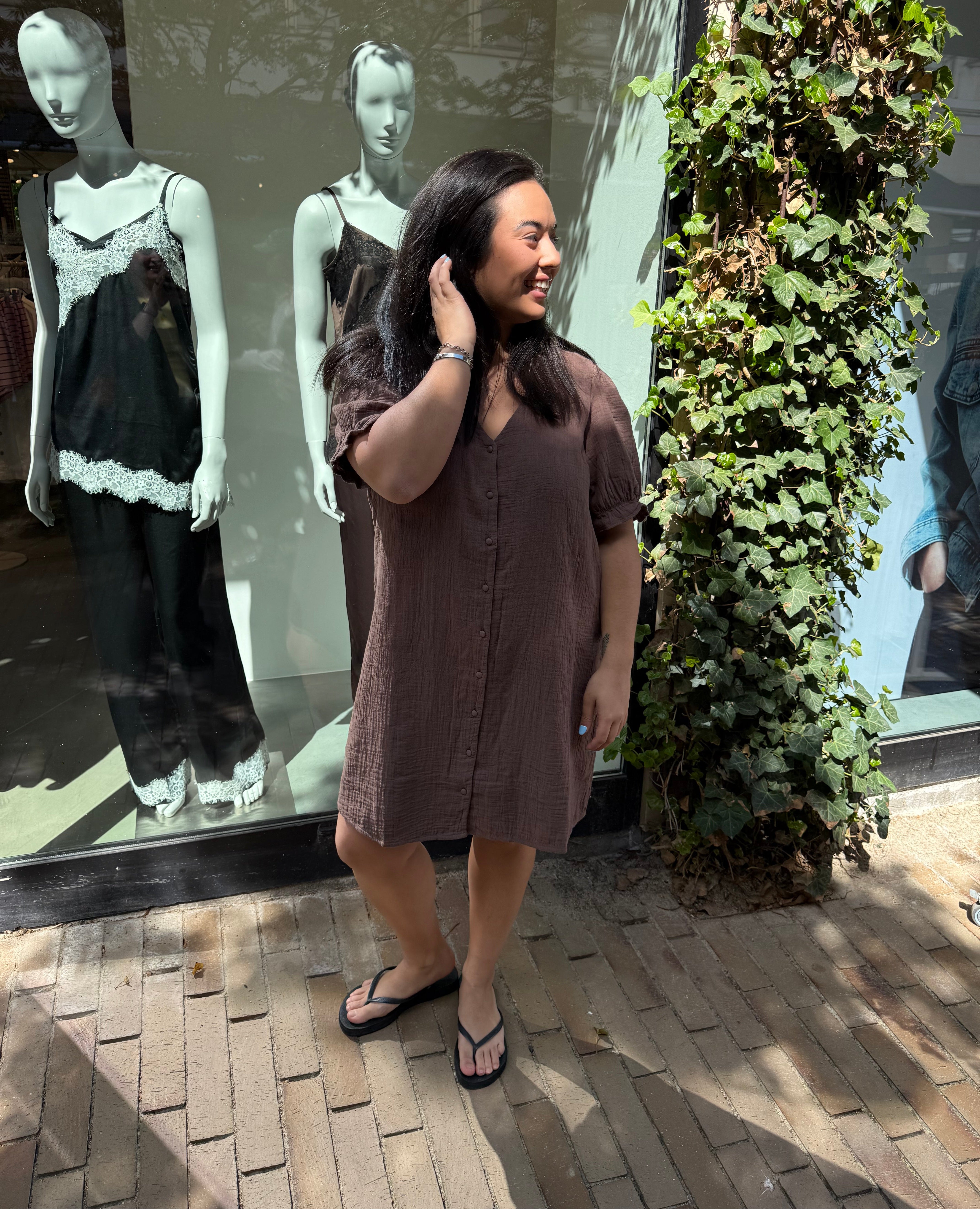 PCSASTINA Short Dress - Coffee Quartz