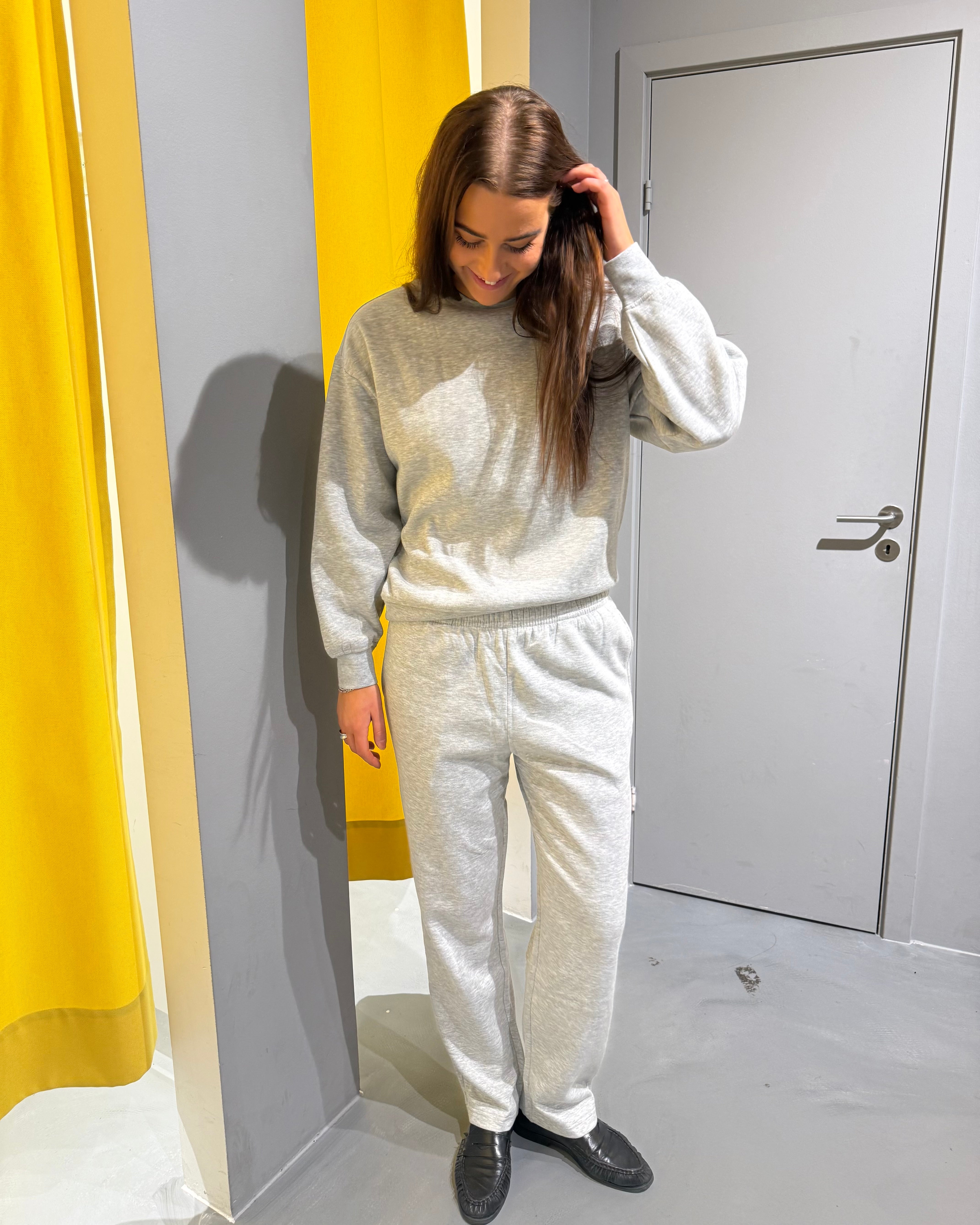 PCCHILLI straight Trousers - Light Grey Melange