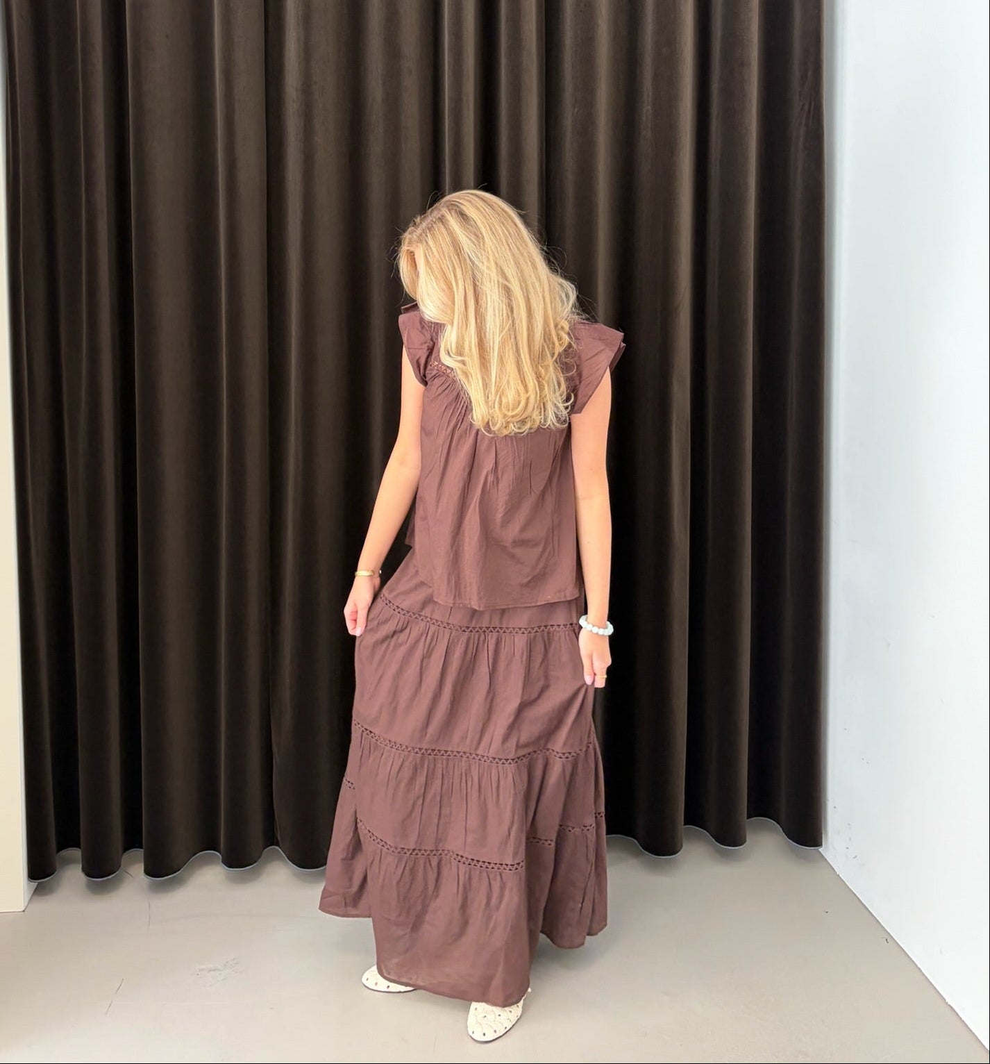 PCASTRID Long Skirt - Hot Fudge