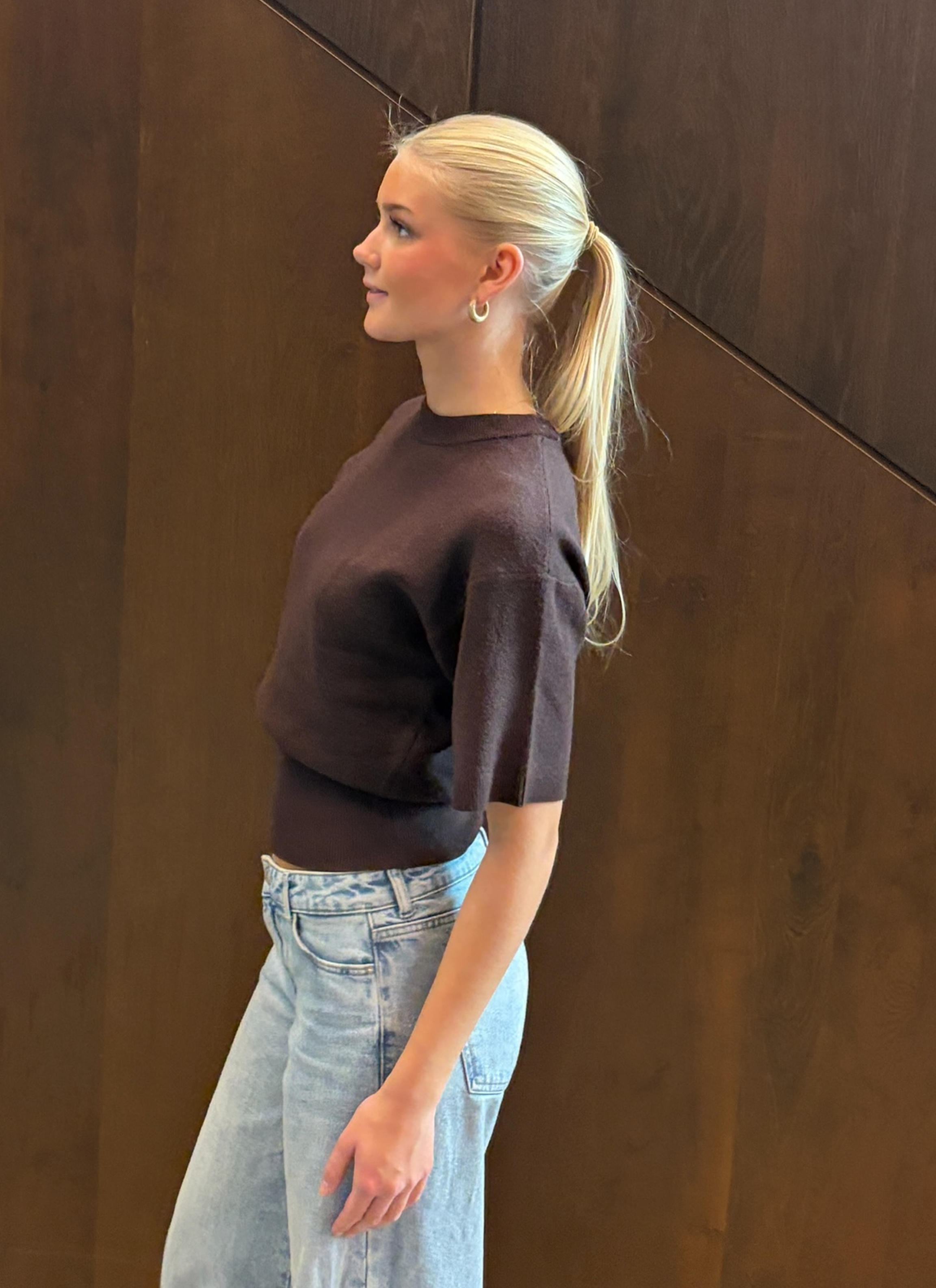 PCJASSY Knitted Top - Hot Fudge