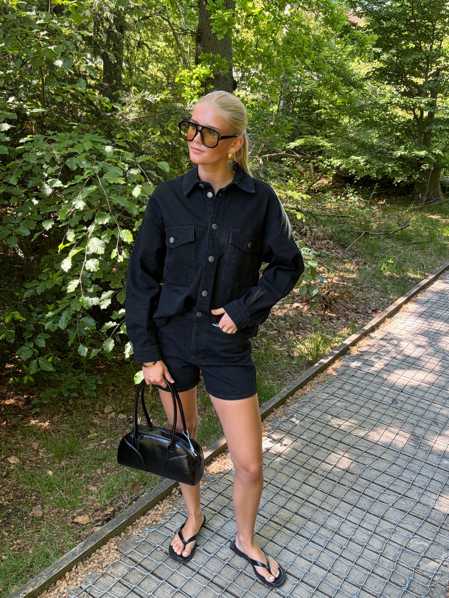 PCGABI Shorts - Black Denim